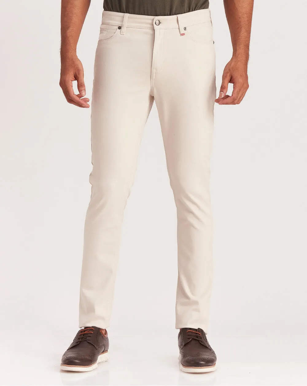 Skinny Fit Five-Pocket Luxe Pants - Off White