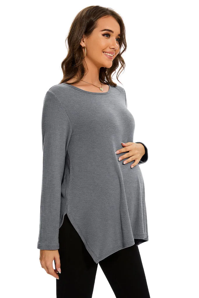 Smallshow Side Slit Stylish Maternity Sweater