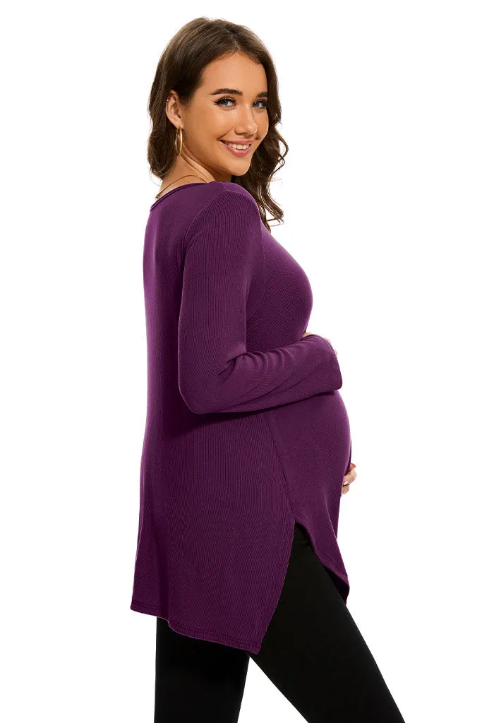 Smallshow Side Slit Stylish Maternity Sweater