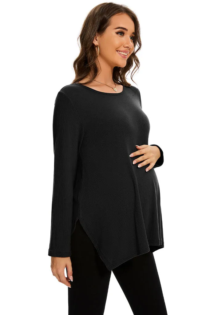Smallshow Side Slit Stylish Maternity Sweater
