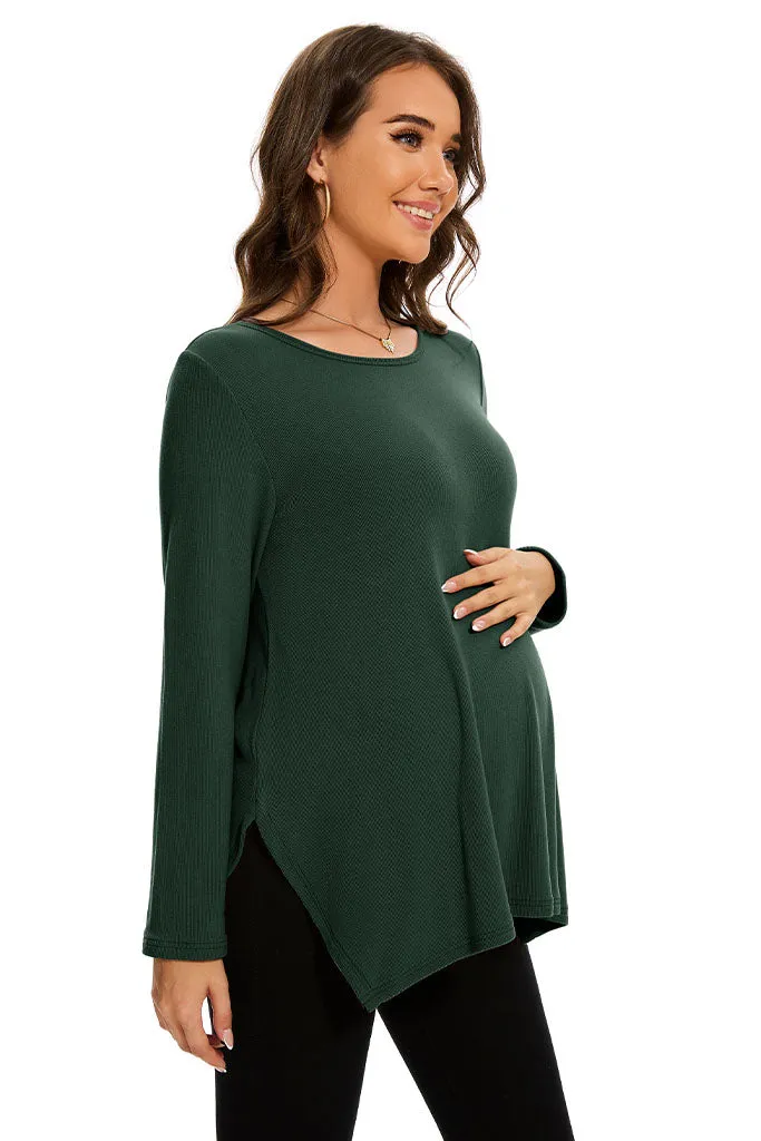 Smallshow Side Slit Stylish Maternity Sweater