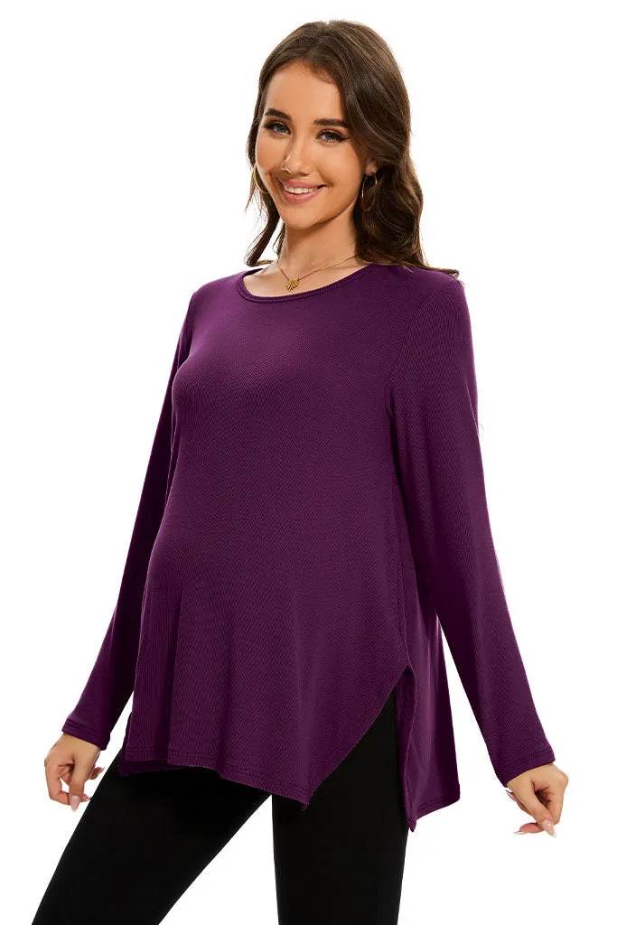 Smallshow Side Slit Stylish Maternity Sweater