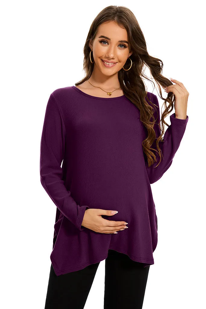 Smallshow Side Slit Stylish Maternity Sweater