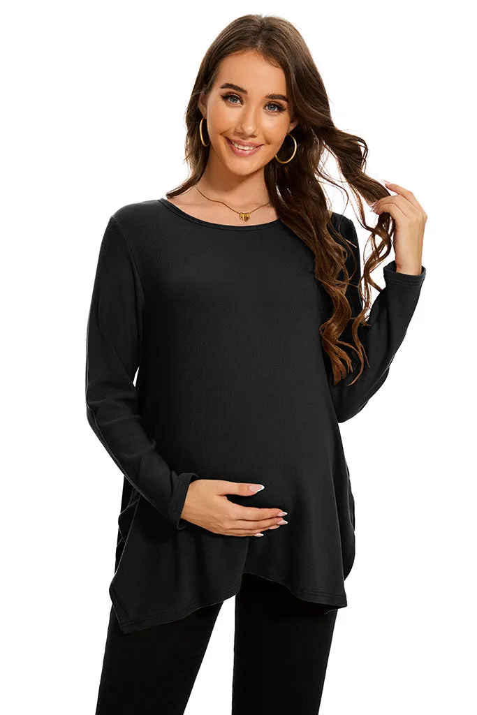 Smallshow Side Slit Stylish Maternity Sweater