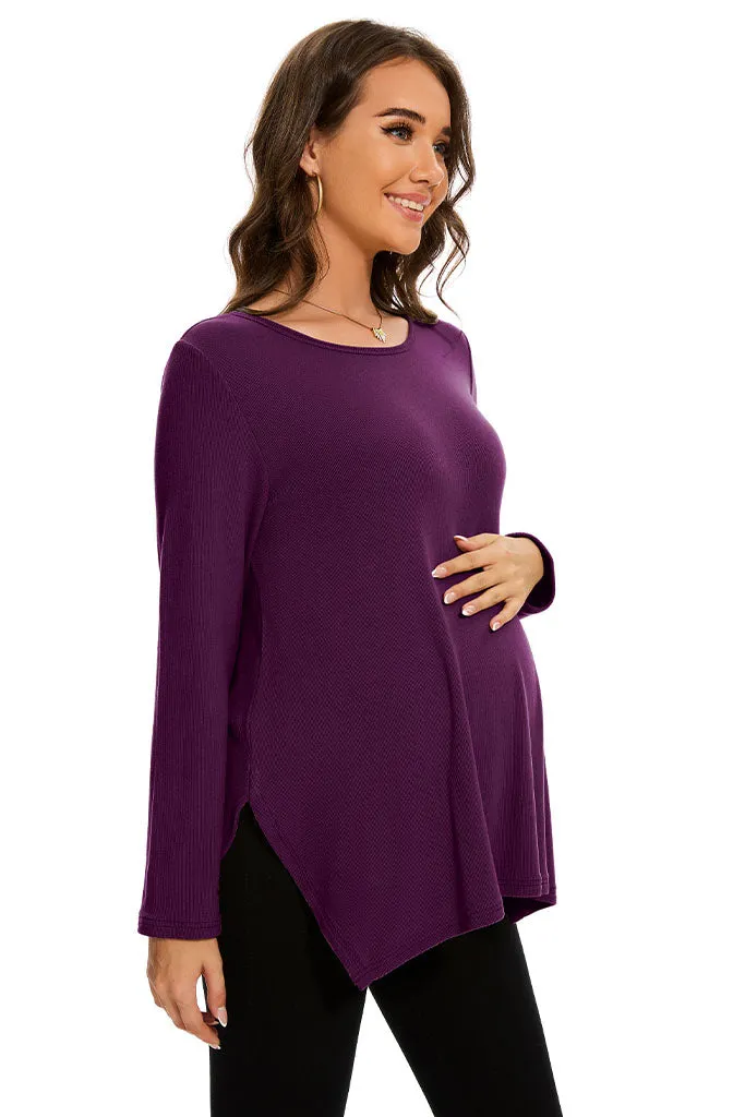 Smallshow Side Slit Stylish Maternity Sweater