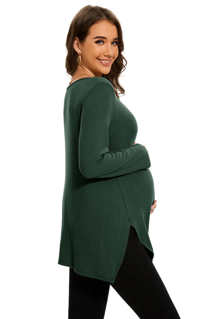 Smallshow Side Slit Stylish Maternity Sweater