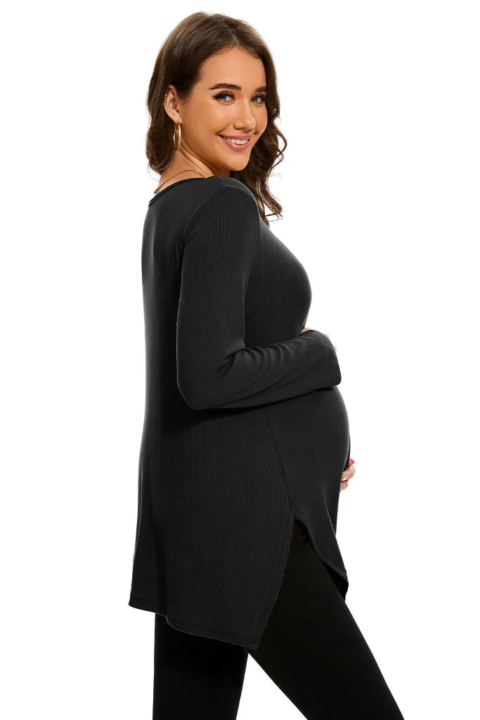 Smallshow Side Slit Stylish Maternity Sweater