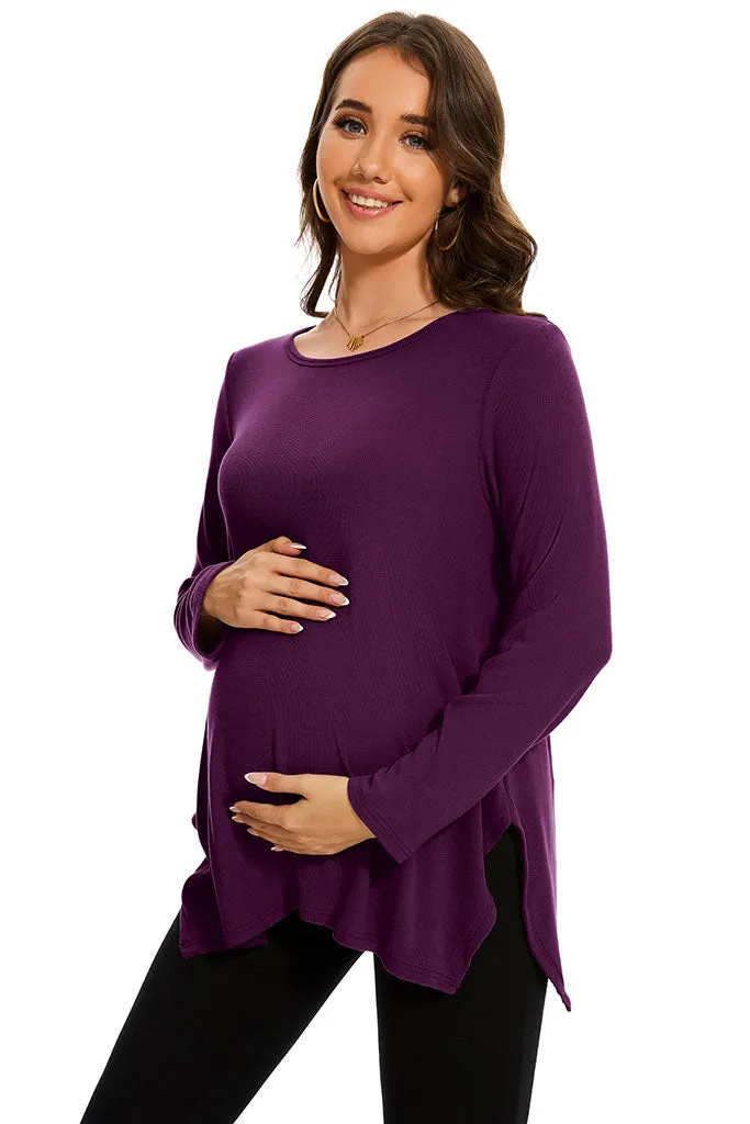 Smallshow Side Slit Stylish Maternity Sweater