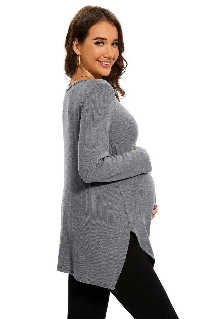 Smallshow Side Slit Stylish Maternity Sweater
