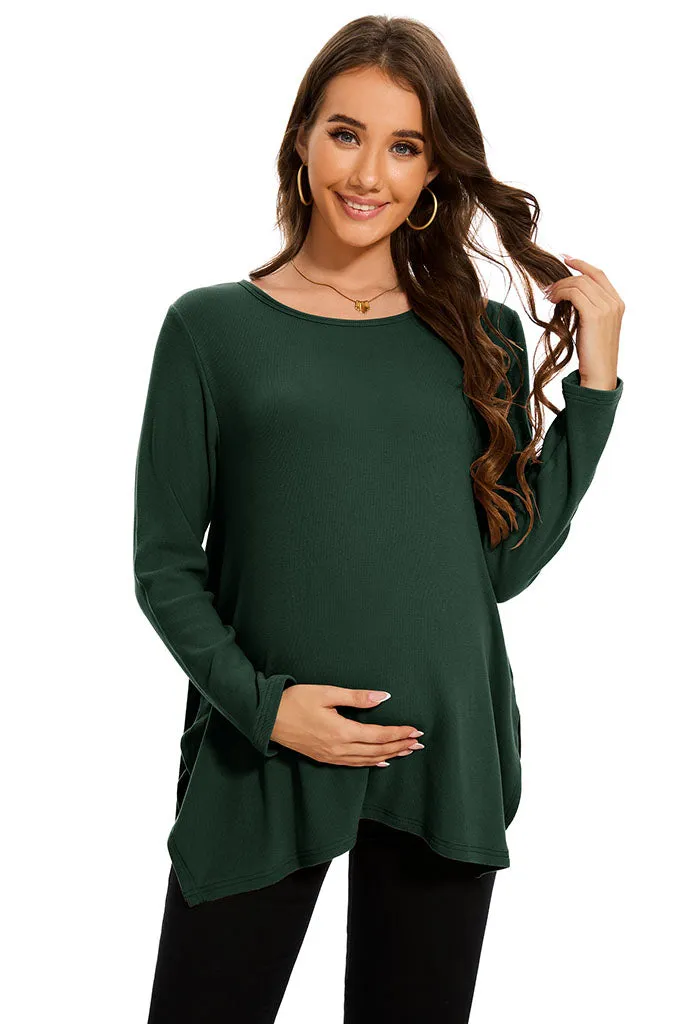 Smallshow Side Slit Stylish Maternity Sweater