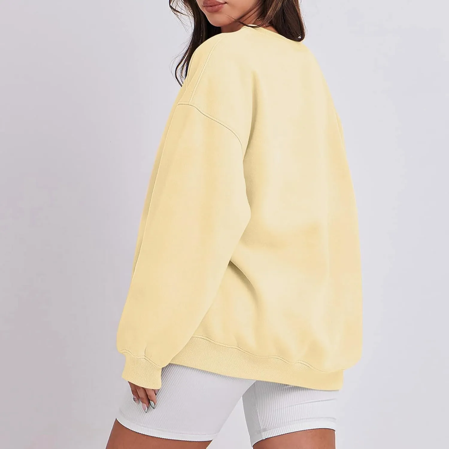Sweatshirt for Women Solid Color Long Sleeve Crewneck Oversized Sweatshirt Loose Fit Cozy Pullover 2024 Fall Outfits