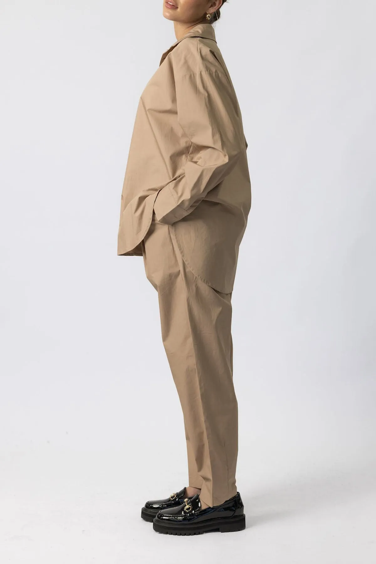 Tan 'Mona' Relaxed Poplin Shirt