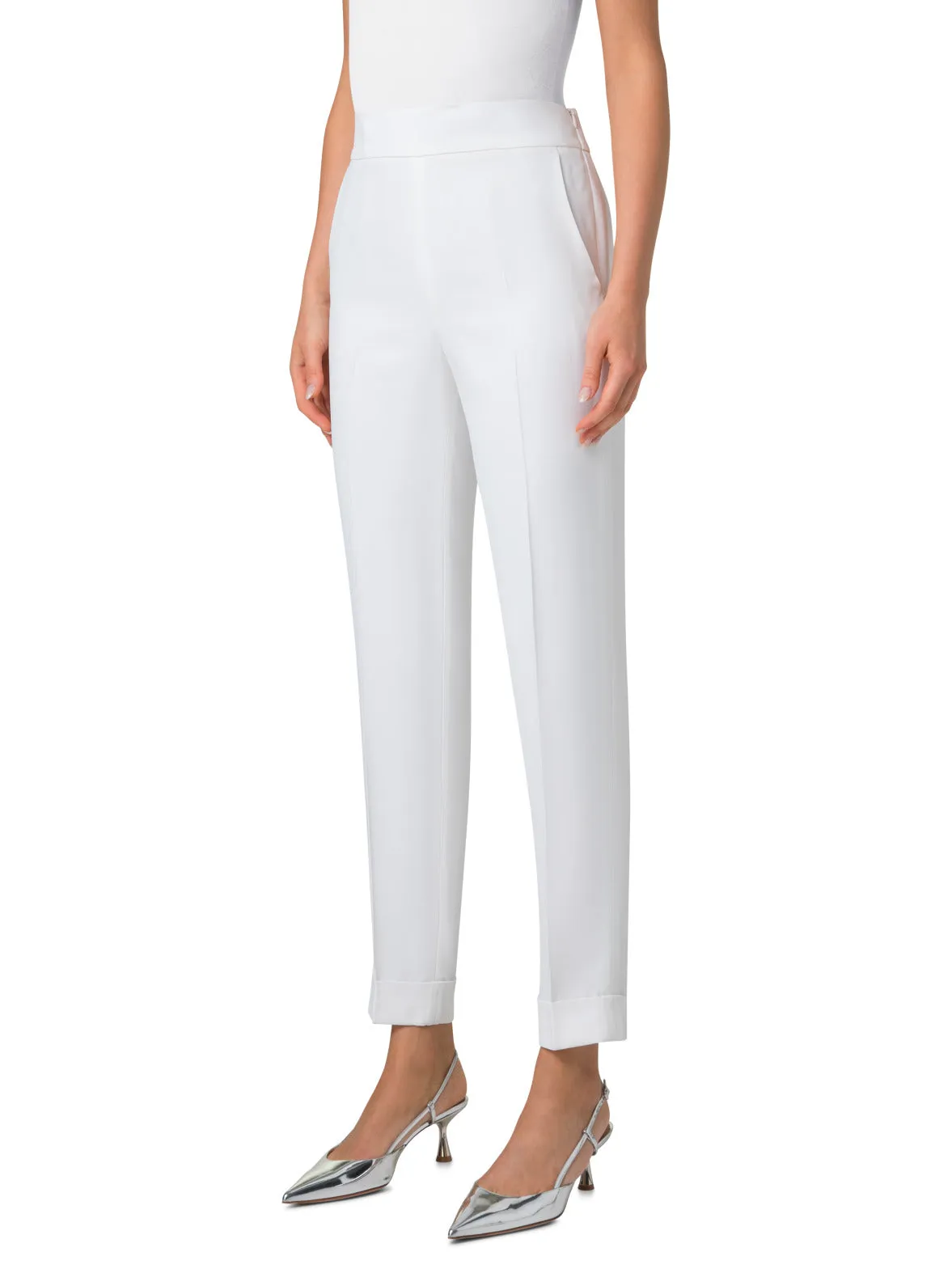 Tapered Viscose Acetate Crepe Pants