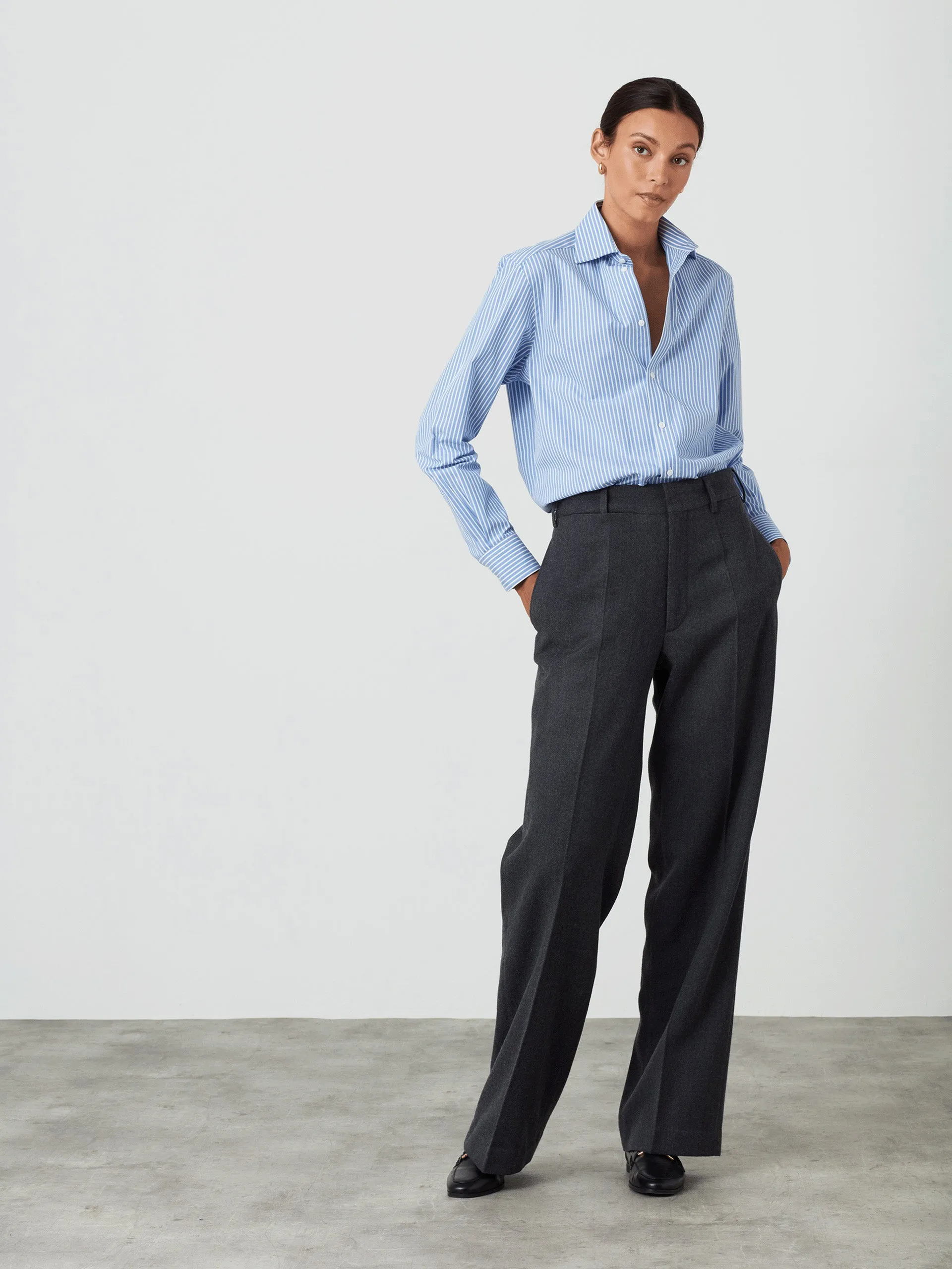 The inverted pinstripe fine poplin Boyfriend shirt