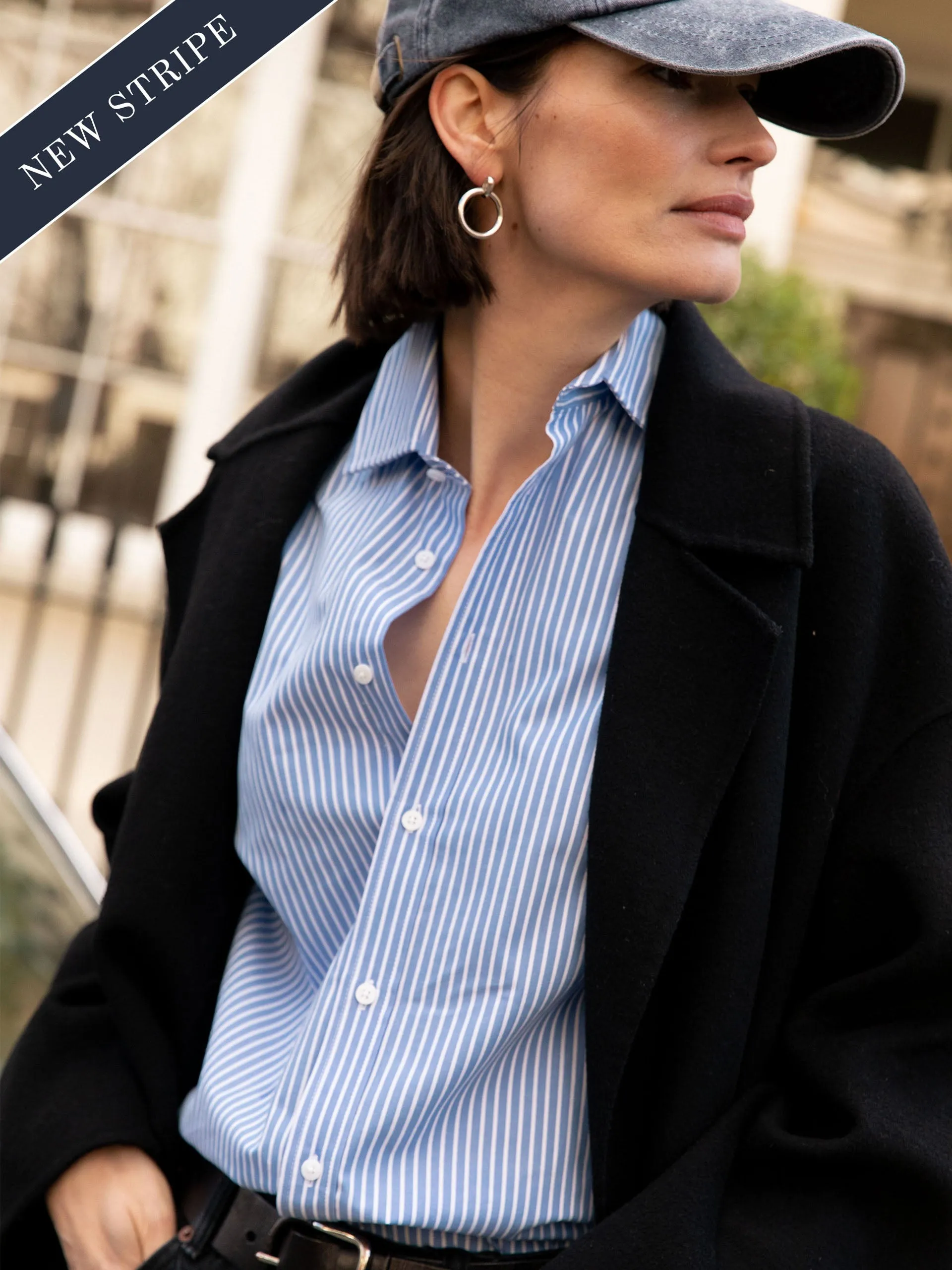 The inverted pinstripe fine poplin Boyfriend shirt