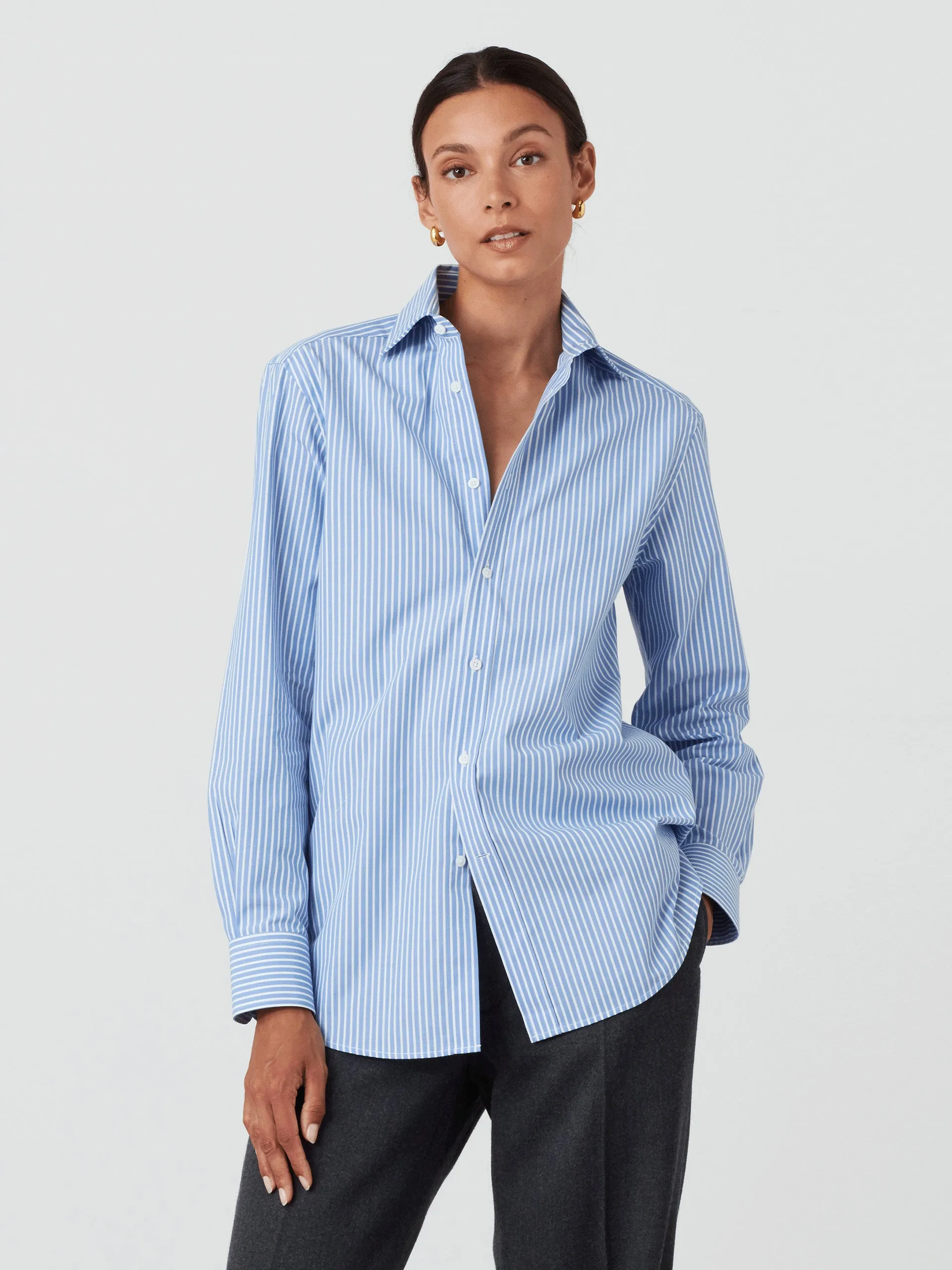 The inverted pinstripe fine poplin Boyfriend shirt