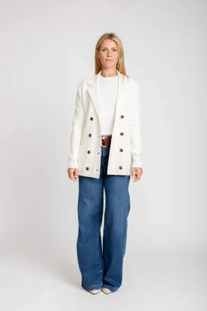 The Milan Double-Breasted Knit Blazer | Chalk