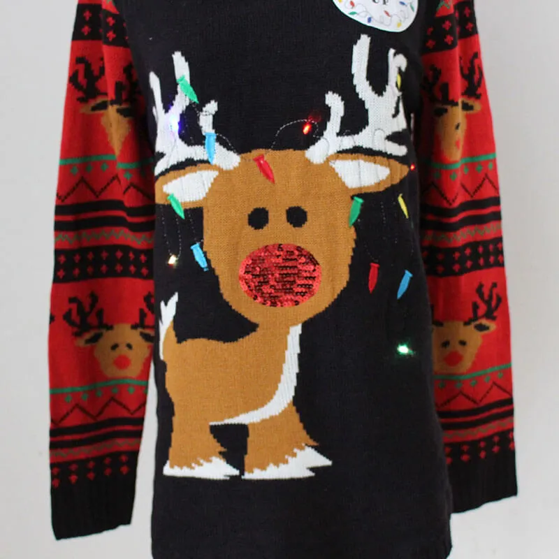Ugly Christmas Embroidered Crew Neck Sweater