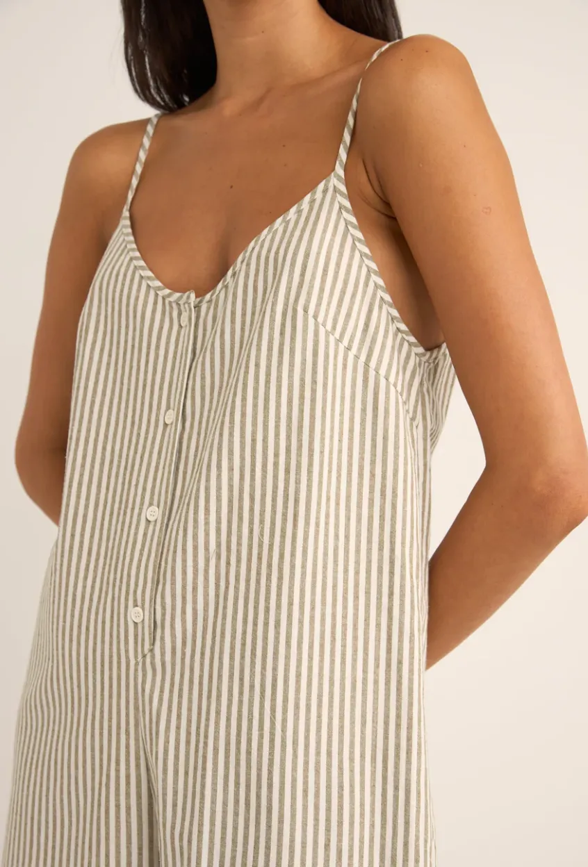 Valley Stripe Adjustable Romper (Ivy)