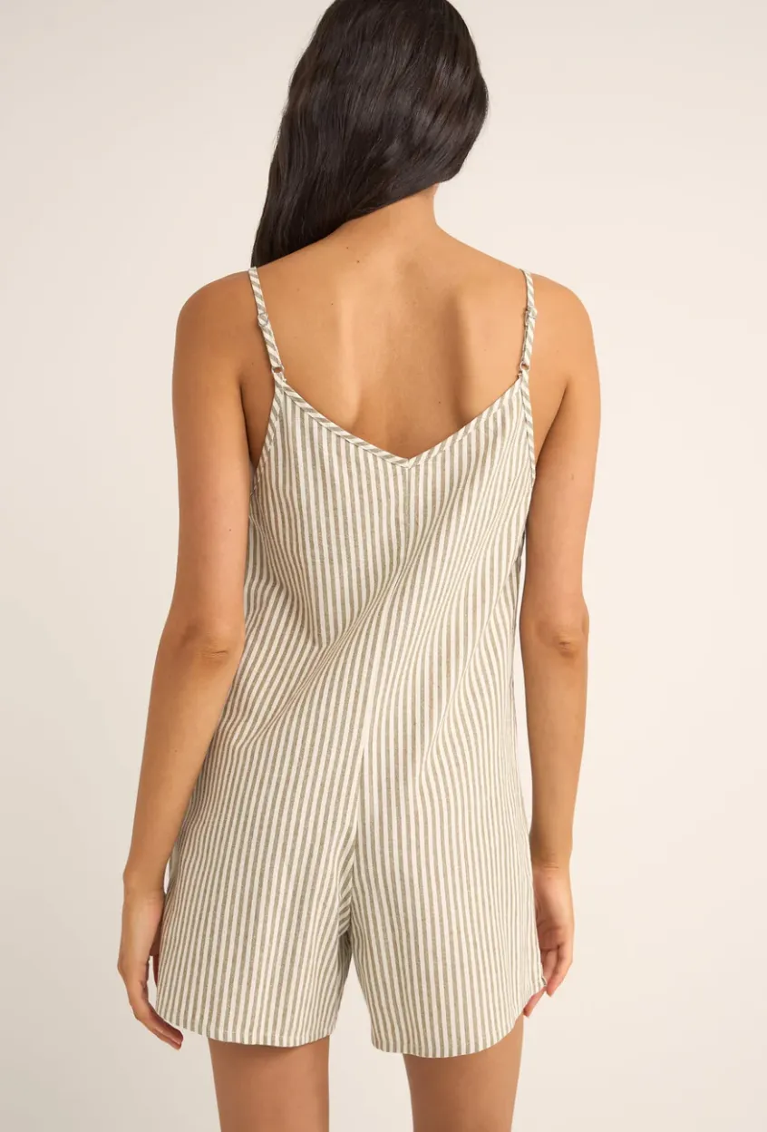 Valley Stripe Adjustable Romper (Ivy)