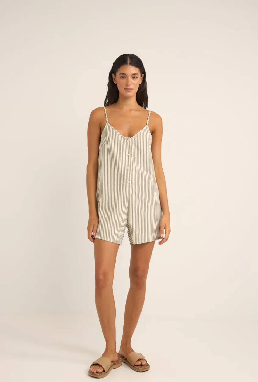 Valley Stripe Adjustable Romper (Ivy)