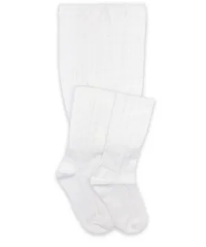 White Classic Cable Knit Tights