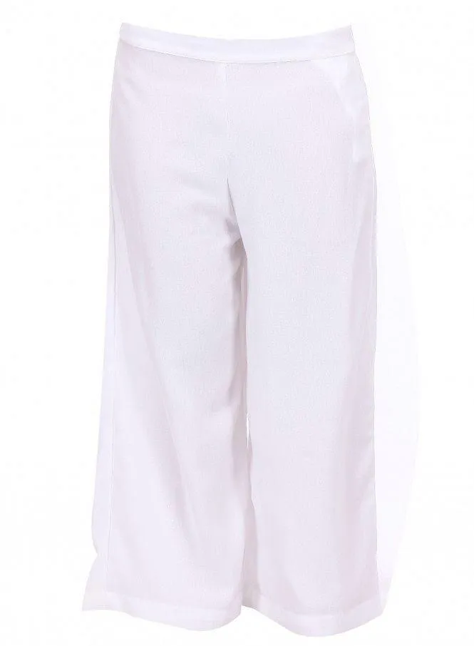 White Cropped Parallel Pants