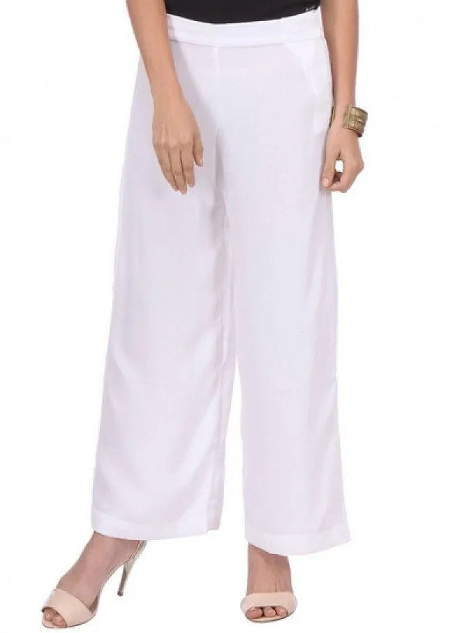 White Cropped Parallel Pants