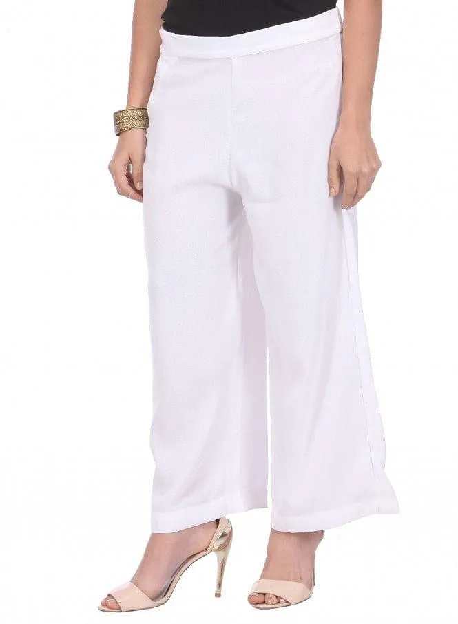 White Cropped Parallel Pants