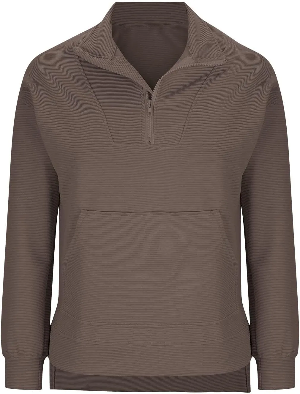 Womens 3/4 Zip Pullover Stand Collar Half Zip Sweatshirt with Pocket Casual Loose Fit Tunic Tops 2025 Spring Outfits