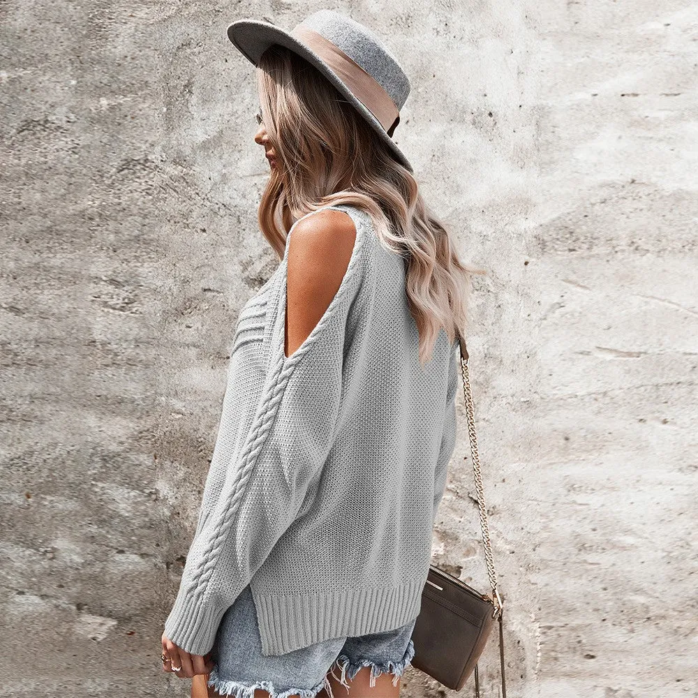 Women's Cold Shoulder Cable Knit Sweaters