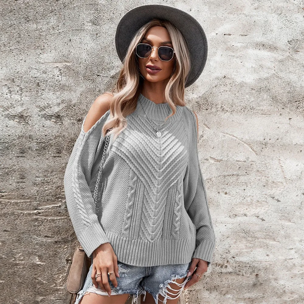 Women's Cold Shoulder Cable Knit Sweaters
