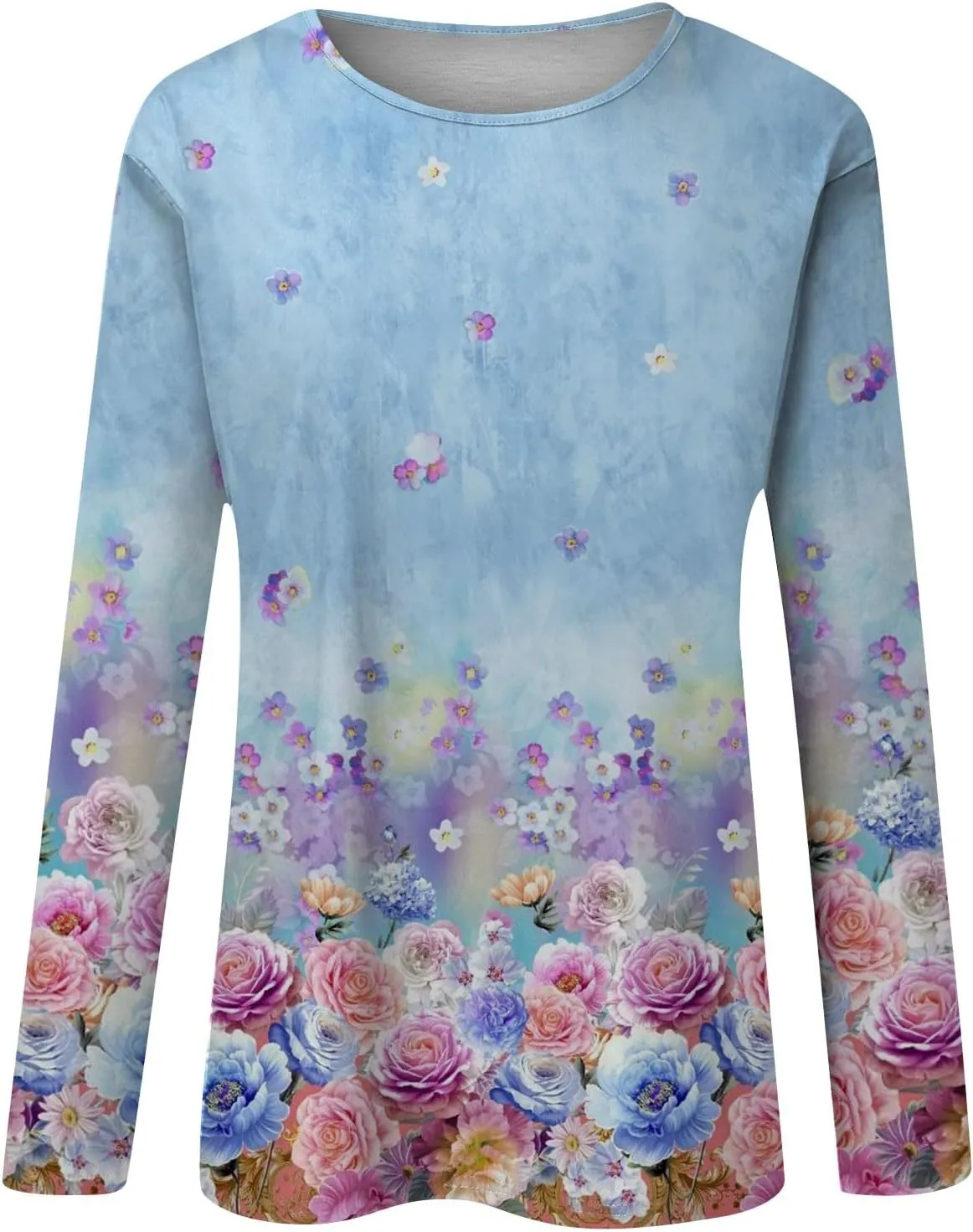 Womens Long Sleeve Tops Fall Sweatshirt Plus Size Tunic Crewneck Tops Winter Clothes