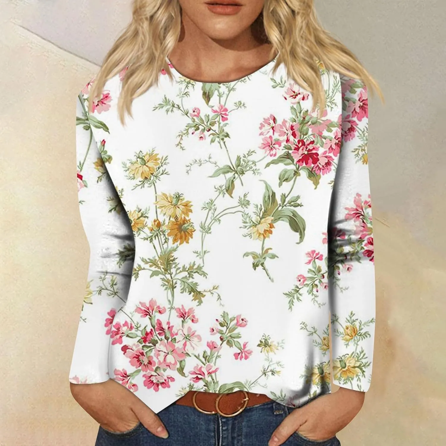 Womens Long Sleeve Tops Fall Sweatshirt Plus Size Tunic Crewneck Tops Winter Clothes