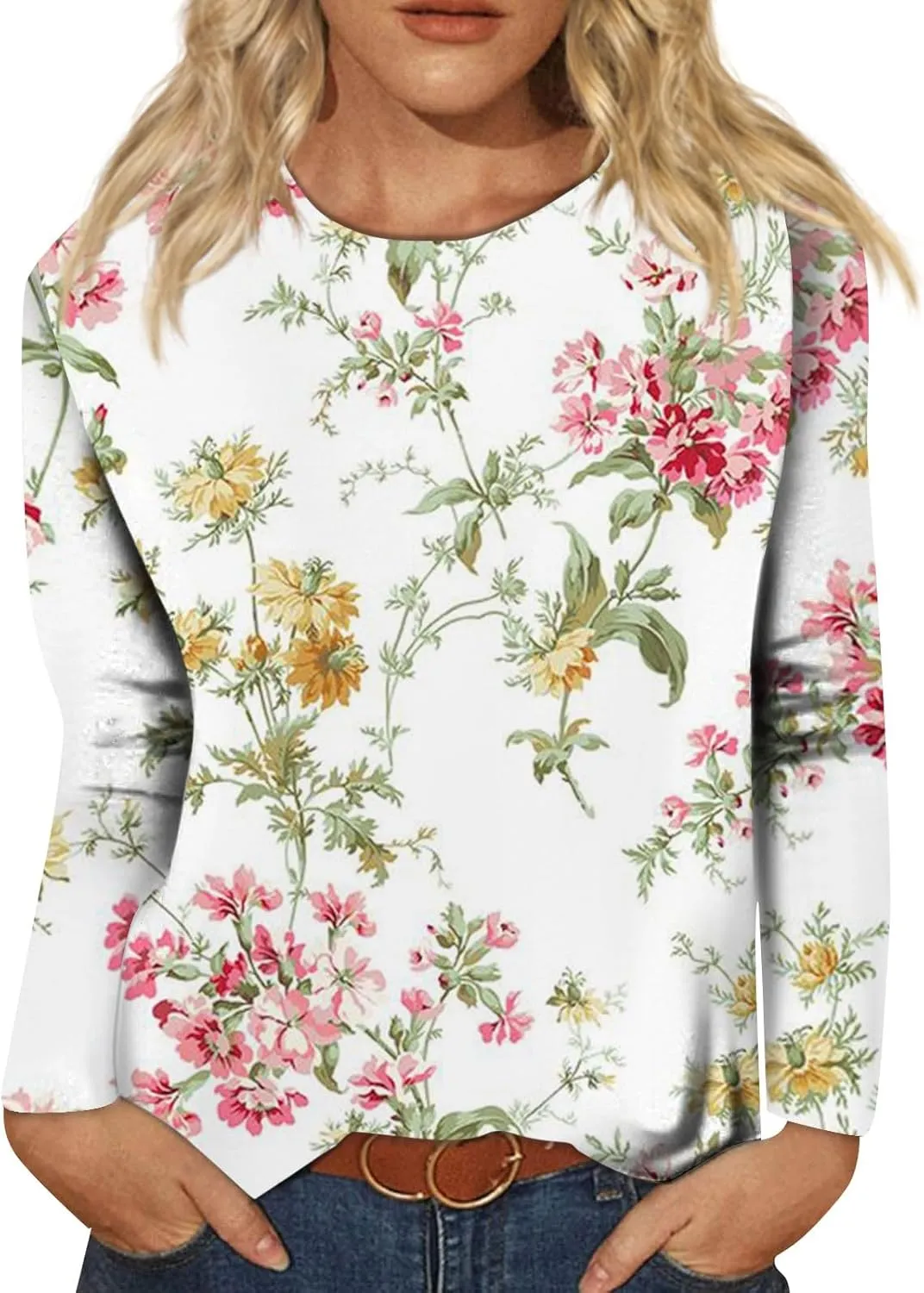 Womens Long Sleeve Tops Fall Sweatshirt Plus Size Tunic Crewneck Tops Winter Clothes