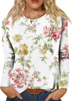 Womens Long Sleeve Tops Fall Sweatshirt Plus Size Tunic Crewneck Tops Winter Clothes