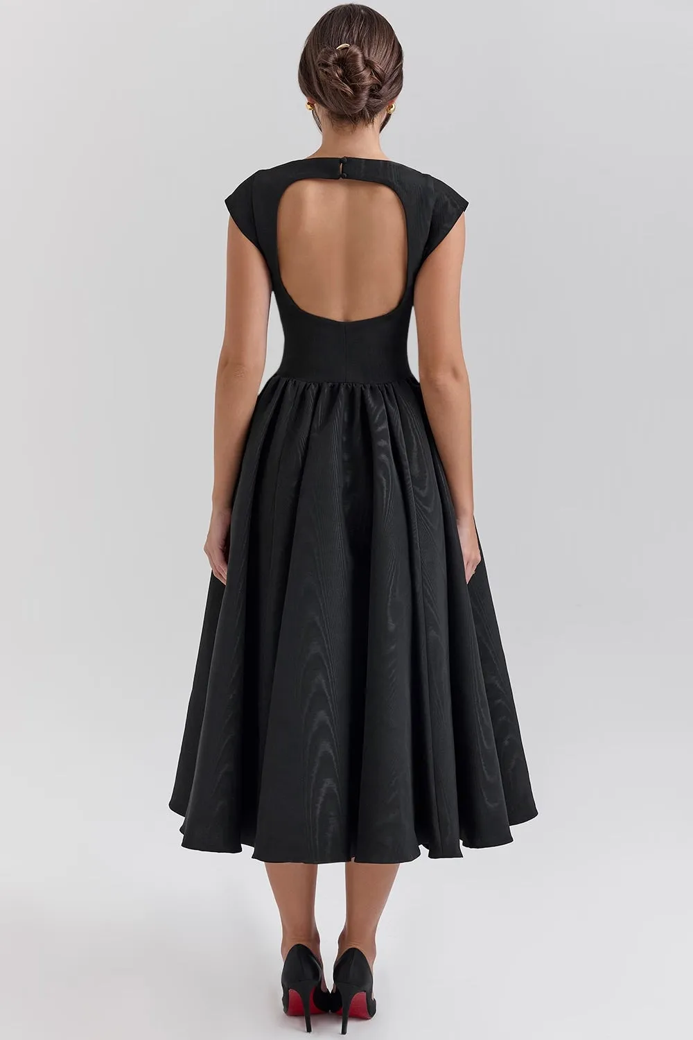 Womens Midi Dress  Satin Finish  A-Line Fit  Sleeveless  High Neck  Formal Wear