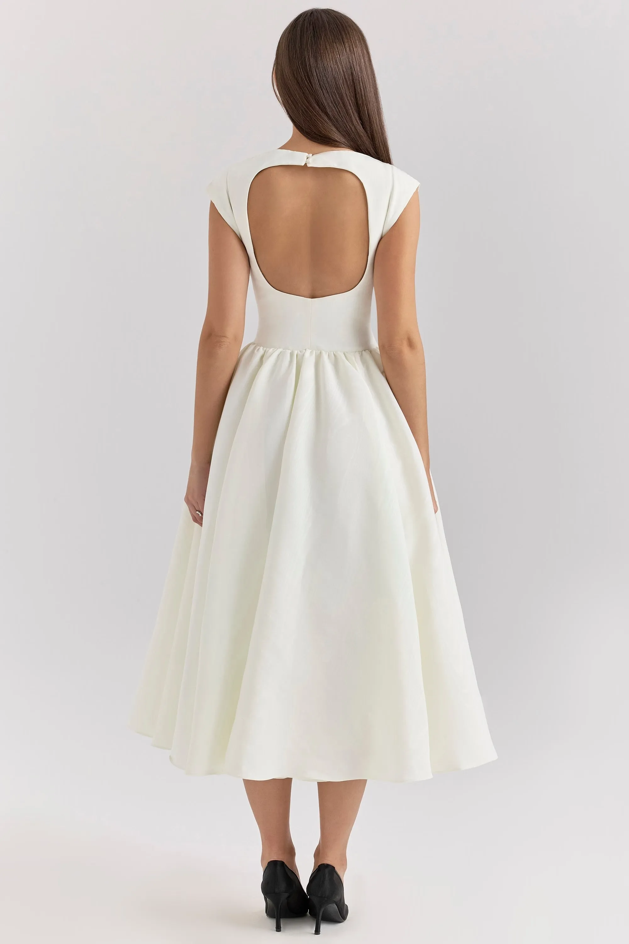 Womens Midi Dress  Satin Finish  A-Line Fit  Sleeveless  High Neck  Formal Wear